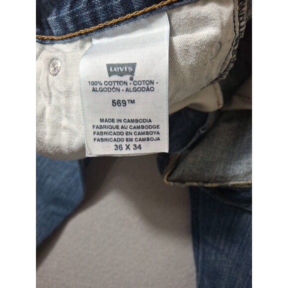 Levis 559 Jeans Mens 36x34 Denim Pants Washed Out Wide Leg Straight Loose Work - Picture 10 of 13